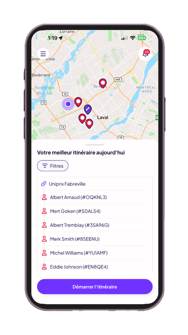 Application mobile livreur